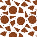 Seamless pie pattern, pie pieces, food, baking, apple pies, vector Royalty Free Stock Photo